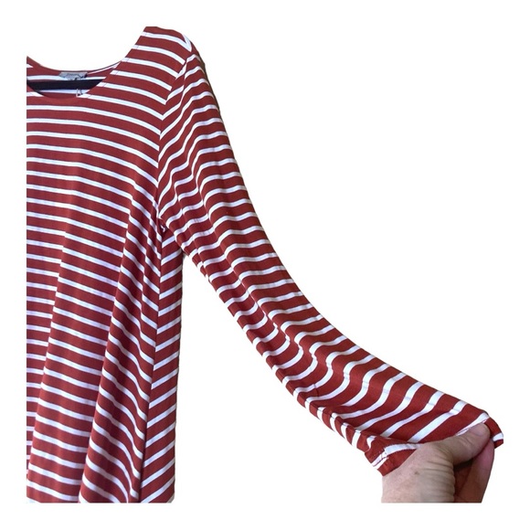 NWT Jodifl Tunic Dress Stripes Rust & White Size  M - Picture 5 of 9